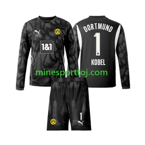 Borussia Dortmund Målmand Gregor Kobel 1 Børne Fjerde Fodboldtrøje 2024-2025 med Korte Ærmer