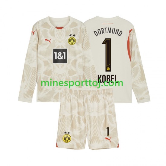 Borussia Dortmund Målmand Gregor Kobel 1 Børne Hjemmebane Fodboldtrøje 2024-2025 med Korte Ærmer