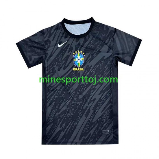 Brasilien Målmand Copa America 2024 Herre Udebane Sort Fodboldtrøje Lange Ærmer