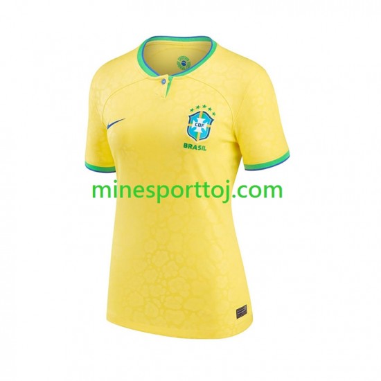 Brasilien Kvinder Hjemmebane Fodboldtrøje VM 2022 Lange Ærmer