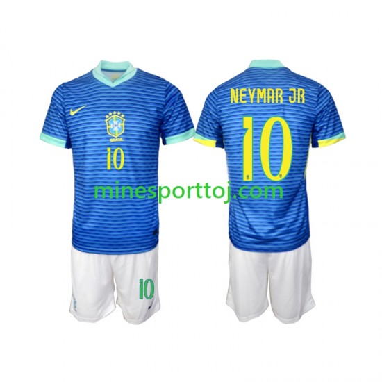 Brasilien Neymar JR 10 2024 Børne Udebane Fodboldtrøje Lange Ærmer
