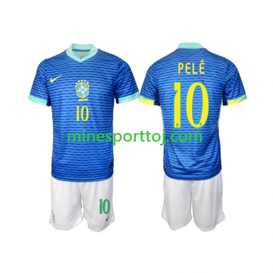 Brasilien PELE 10 2024 Børne Udebane Fodboldtrøje Lange Ærmer Brasilien PELE 10 2024 Børne Udebane Fodboldtrøje Lange Ærmer