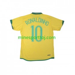 Brasilien RONALDINHO 10 2006 Herre Retro Hjemmebane Fodboldtrøje Lange Ærmer