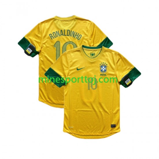 Brasilien RONALDINHO 10 2012 Herre Retro Hjemmebane Fodboldtrøje Lange Ærmer