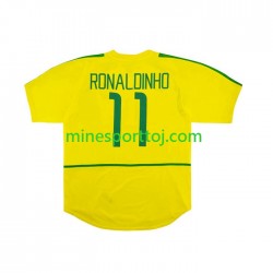 Brasilien RONALDINHO 11 2002 Herre Retro Hjemmebane Fodboldtrøje Lange Ærmer