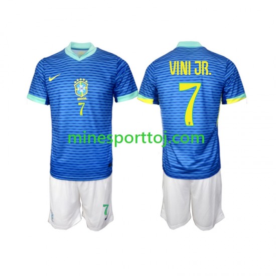 Brasilien VINI JR 7 2024 Børne Udebane Fodboldtrøje Lange Ærmer