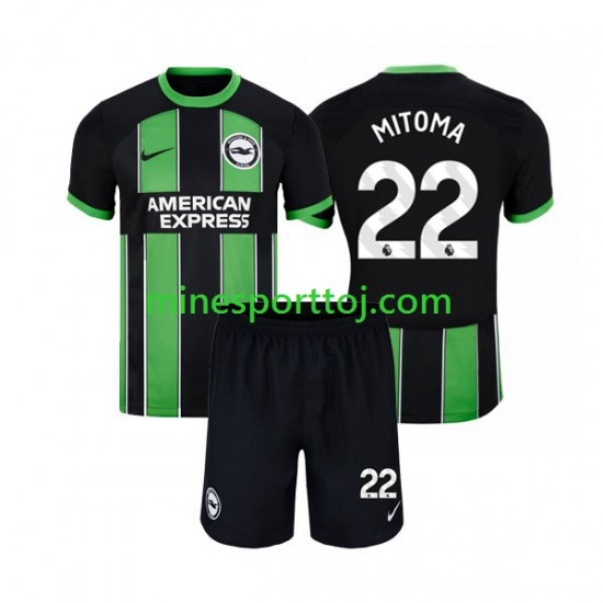 Brighton Hove Albion Mitoma 22 Børne Udebane Fodboldtrøje 2023-2024 Lange Ærmer