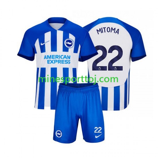 Brighton Hove Albion Mitoma 22 Børne Hjemmebane Fodboldtrøje 2023-2024 Lange Ærmer