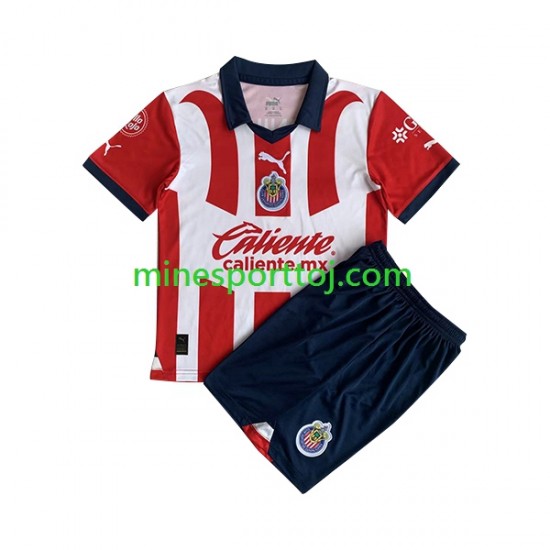 CD Guadalajara Børne Hjemmebane Fodboldtrøje 2023-2024 Lange Ærmer