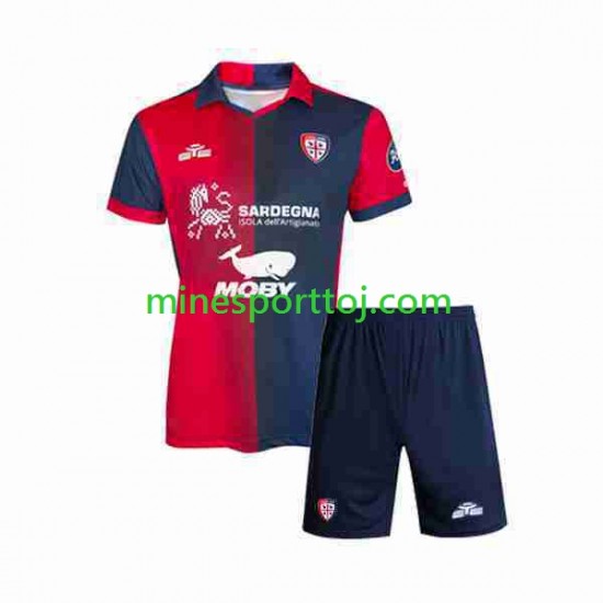 Cagliari Børne Hjemmebane Fodboldtrøje 2023-2024 Lange Ærmer