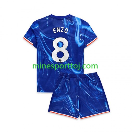 Chelsea Enzo 8 Børne Hjemmebane Fodboldtrøje 2024-2025 Lange Ærmer