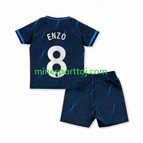 Chelsea Enzo Fernandez 8 Børne Udebane Fodboldtrøje 2023-2024 Lange Ærmer