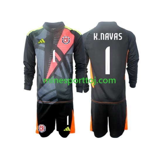 Costa Rica Målmand Keylor Navas 1 2024 Børne Tredje Sort Fodboldtrøje med Korte Ærmer