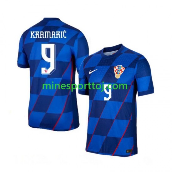Kroatien Andrej Kramaric 9 Euro 2024 Herre Udebane Fodboldtrøje Lange Ærmer