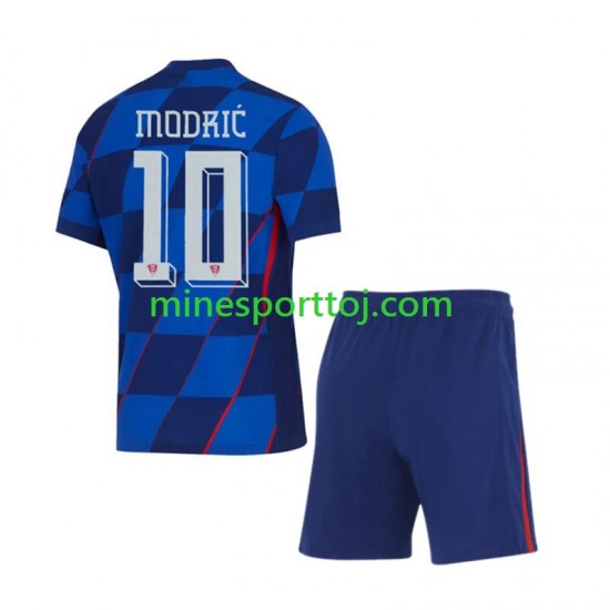 Kroatien Luca Modric 10 Euro 2024 Børne Udebane Fodboldtrøje Lange Ærmer