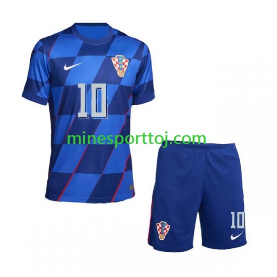 Kroatien Luca Modric 10 Euro 2024 Børne Udebane Fodboldtrøje Lange Ærmer