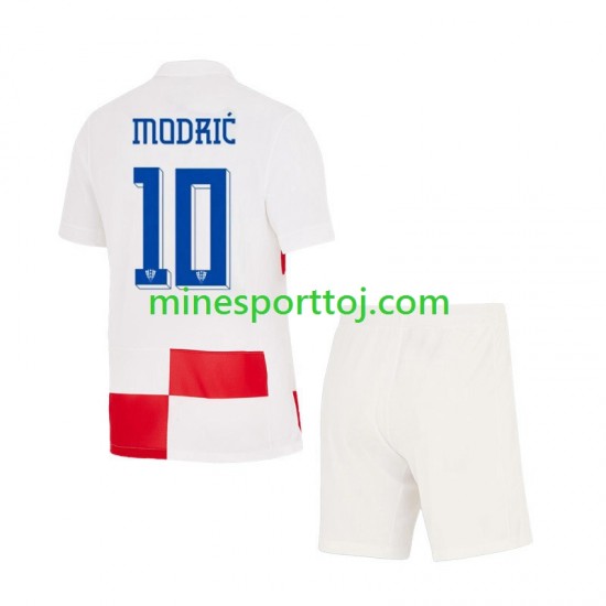 Kroatien Luca Modric 10 Euro 2024 Børne Hjemmebane Fodboldtrøje Lange Ærmer