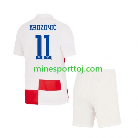 Kroatien Marcelo Brozovic 11 Euro 2024 Børne Hjemmebane Fodboldtrøje Lange Ærmer