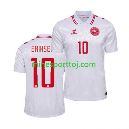 Danmark Eriksen 10 Euro 2024 Herre Udebane Fodboldtrøje Lange Ærmer
