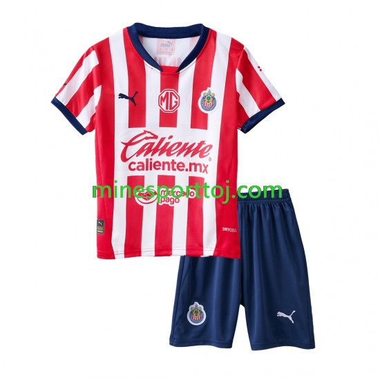 Deportivo Guadalajara Børne Hjemmebane Fodboldtrøje 2024-2025 Lange Ærmer