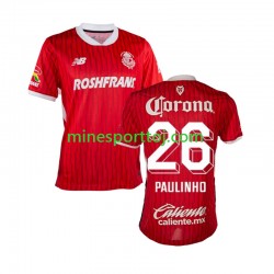 Deportivo Toluca Paulinho 26 Herre Hjemmebane Fodboldtrøje 2024-2025 Lange Ærmer