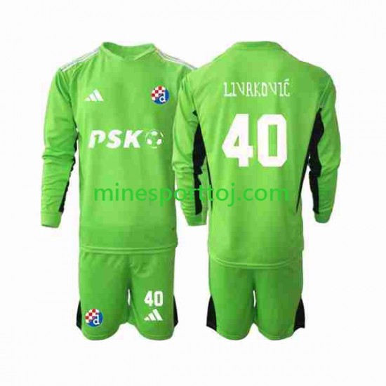 Dinamo Zagreb Målmand Livakovic 40 Børne Hjemmebane Fodboldtrøje 2023-2024 med Korte Ærmer