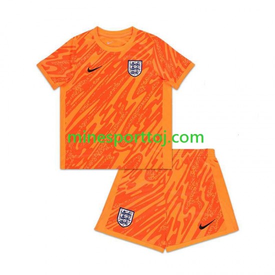 England Målmand Euro 2024 Børne Hjemmebane Orange Fodboldtrøje Lange Ærmer