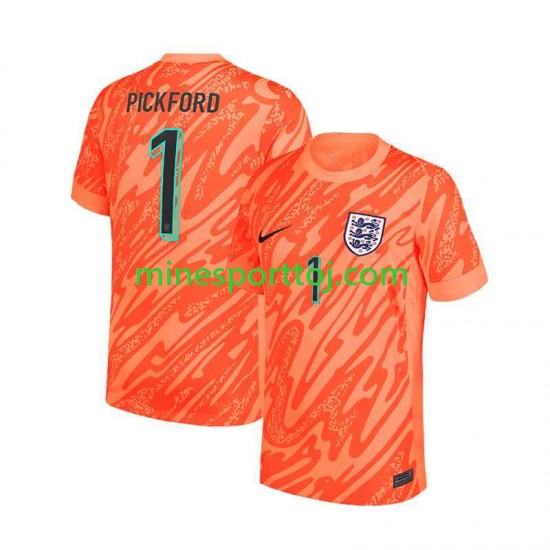 England Målmand Pickford 1 Euro 2024 Herre Hjemmebane Orange Fodboldtrøje Lange Ærmer