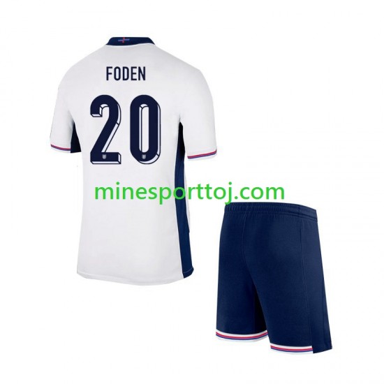 England Phil Foden 20 Euro 2024 Børne Hjemmebane Fodboldtrøje Lange Ærmer