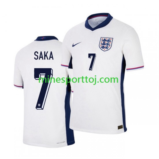 England Saka 7 Euro 2024 Herre Hjemmebane Hvid Fodboldtrøje Lange Ærmer