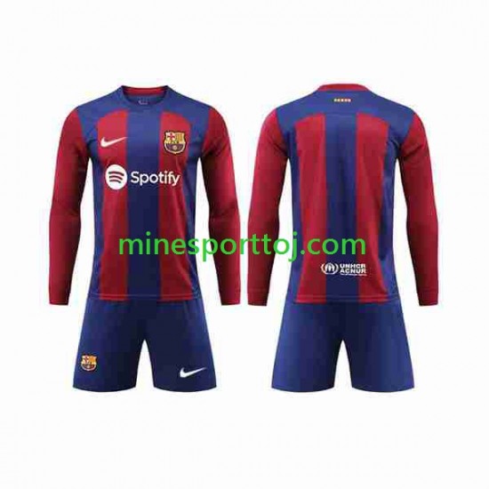 FC Barcelona Børne Hjemmebane Fodboldtrøje 2023-2024 med Korte Ærmer