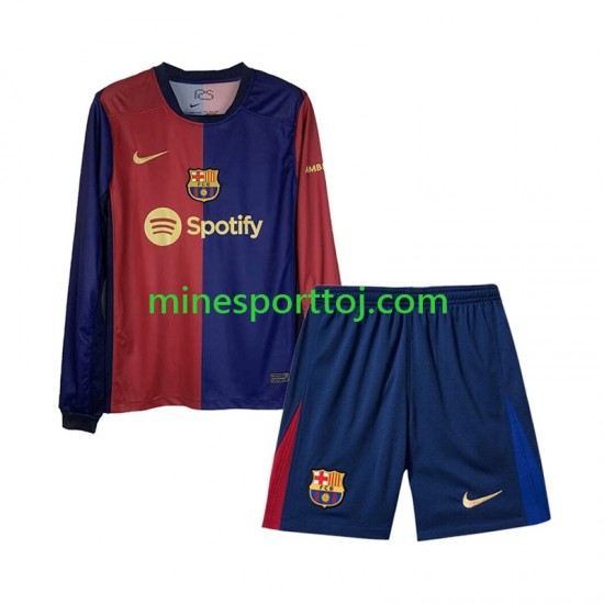 FC Barcelona Børne Hjemmebane Fodboldtrøje 2024-2025 med Korte Ærmer