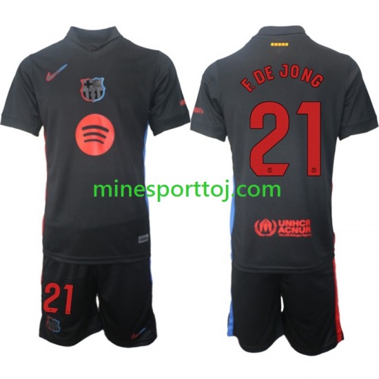 FC Barcelona F DE JONG 21 Børne Udebane Fodboldtrøje 2024-2025 Lange Ærmer