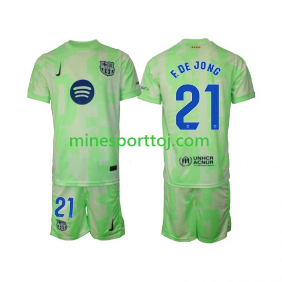 FC Barcelona F DE JONG 21 Børne Tredje Fodboldtrøje 2024-2025 Lange Ærmer