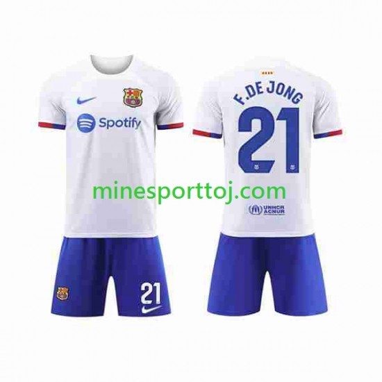 FC Barcelona Frenkie de Jong 21 Børne Udebane Fodboldtrøje 2023-2024 Lange Ærmer