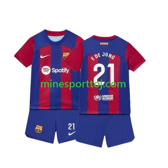 FC Barcelona Frenkie de Jong 21 Børne Hjemmebane Fodboldtrøje 2023-2024 Lange Ærmer