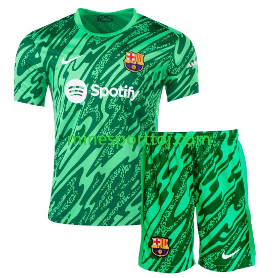 FC Barcelona Målmand Børne Hjemmebane Grøn Fodboldtrøje 2024-2025 Lange Ærmer