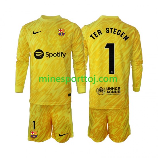 FC Barcelona Målmand Ter Stegen 1 Børne Udebane Fodboldtrøje 2024-2025 med Korte Ærmer