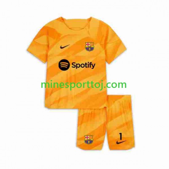 FC Barcelona Målmand Ter Stegen 1 Børne Fjerde Fodboldtrøje 2023-2024 Lange Ærmer