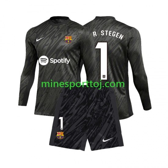 FC Barcelona Målmand Ter Stegen 1 Børne Tredje Fodboldtrøje 2024-2025 med Korte Ærmer