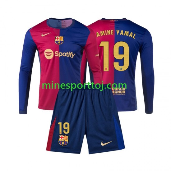 FC Barcelona Lamine Yamal 19 Børne Hjemmebane Fodboldtrøje 2024-2025 med Korte Ærmer