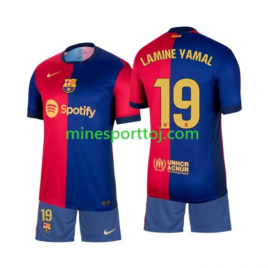 FC Barcelona Lamine Yamal 19 Børne Hjemmebane Fodboldtrøje 2024-2025 Lange Ærmer