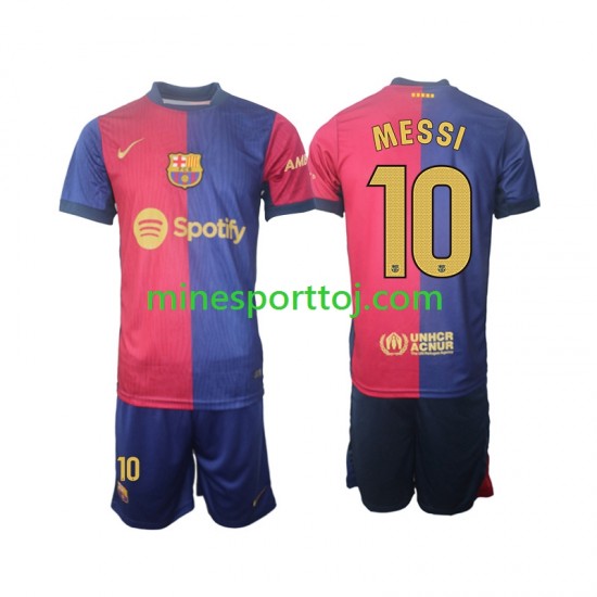 FC Barcelona Lionel Messi 10 Børne Hjemmebane Fodboldtrøje 2024-2025 Lange Ærmer