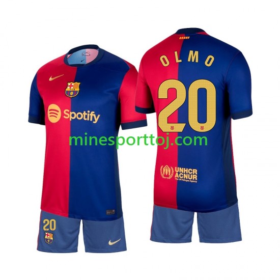 FC Barcelona Olmo 20 Børne Hjemmebane Fodboldtrøje 2024-2025 Lange Ærmer