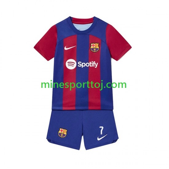 FC Barcelona Ousmane Dembele 7 Børne Hjemmebane Fodboldtrøje 2023-2024 Lange Ærmer