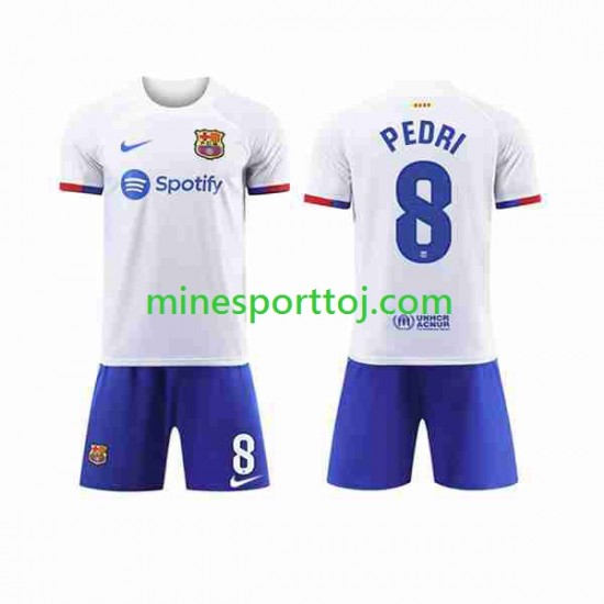 FC Barcelona Pedri 8 Børne Udebane Fodboldtrøje 2023-2024 Lange Ærmer