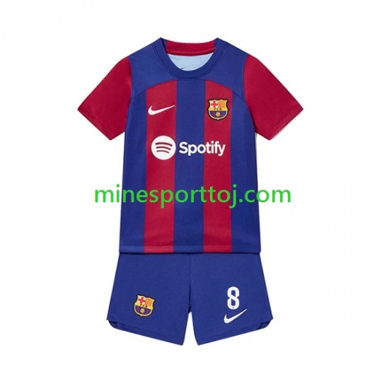 FC Barcelona Pedri 8 Børne Hjemmebane Fodboldtrøje 2023-2024 Lange Ærmer