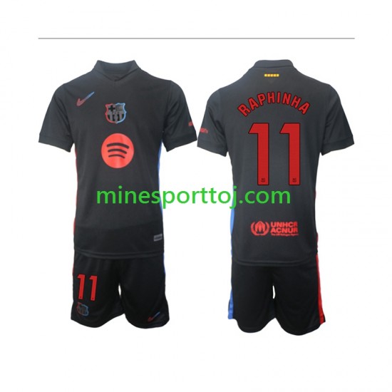 FC Barcelona Raphinha 11 Børne Udebane Fodboldtrøje 2024-2025 Lange Ærmer