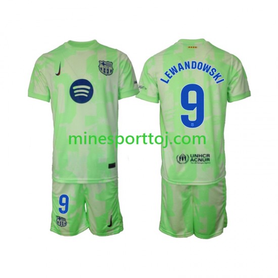 FC Barcelona Robert Lewandowski 9 Børne Tredje Fodboldtrøje 2024-2025 Lange Ærmer
