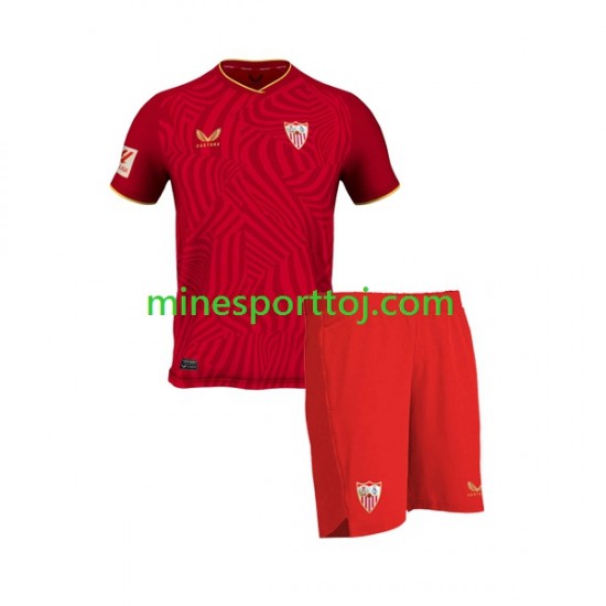 Sevilla FC Børne Udebane Fodboldtrøje 2023-2024 Lange Ærmer